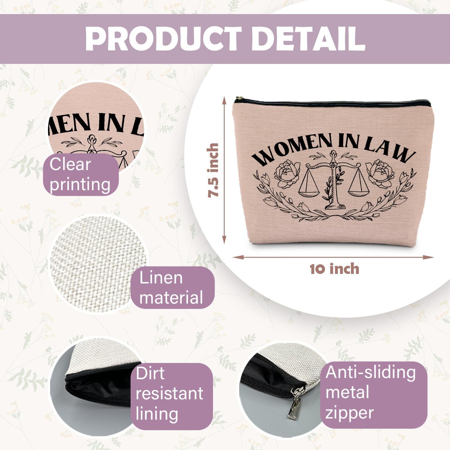 Lawyer Gifts for Women - Law Graduation & Future Lawyer Gift Set, Women in Law Cosmetic Bags Makeup Pouch (Pink)