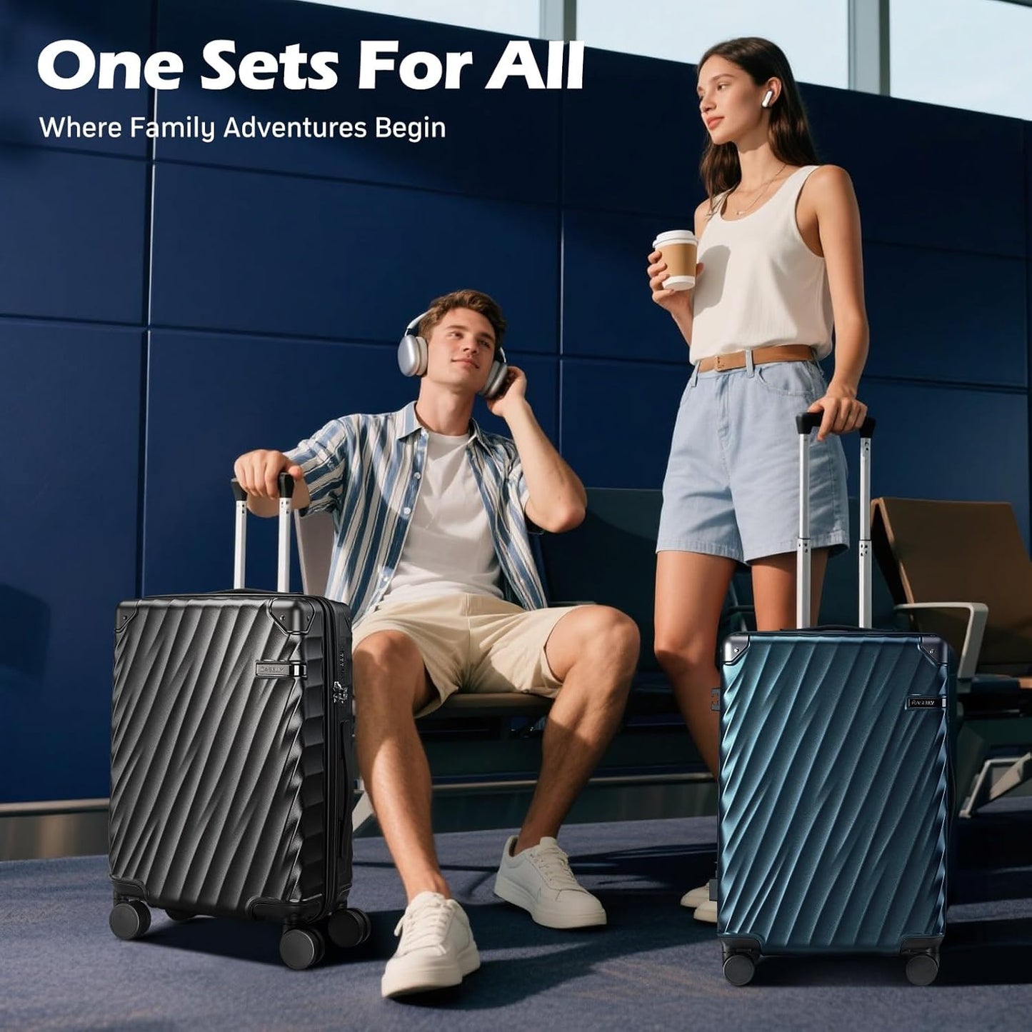 Luggage sets 3 piece with Spinner Wheels, PC Hard Shell Travel Luggage, Carry On suitcase with TSA Lock,YKK Zippers,Charcoal Metallic (Purple, 3 Piece Sets(20/24/28))