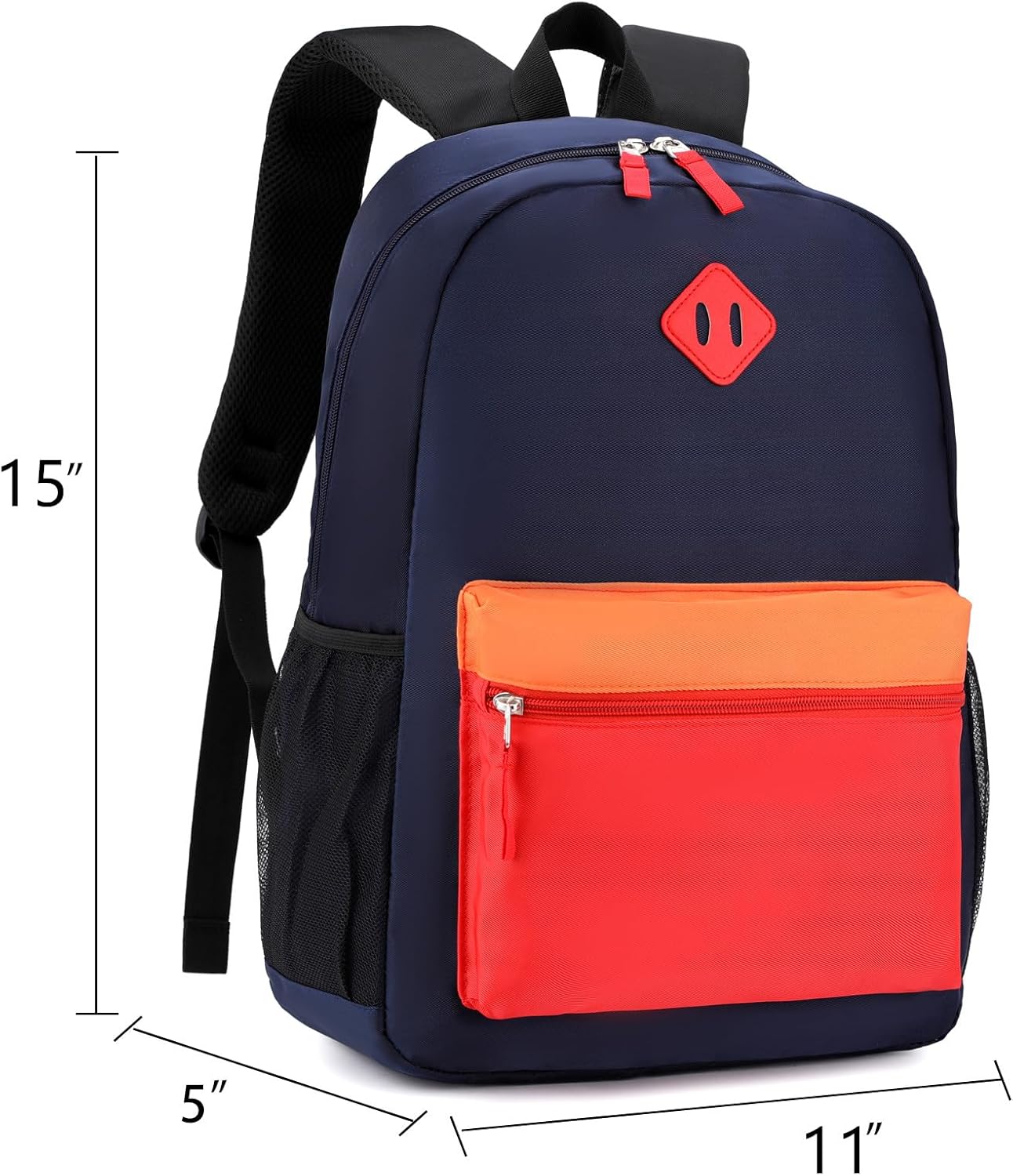 Toddler Backpack, Preschool Backpack for Kids Boys and Girls Kindergarten Preschool Bookbag with Chest Buckle 3-6 Years (Navy Red, Medium-15inch)