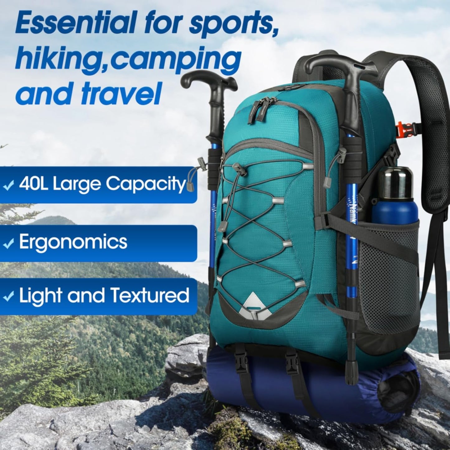 IGOLUMON Hiking Backpack 40L Packable Lightweight Camping Backpack Men Women Waterproof Hiking