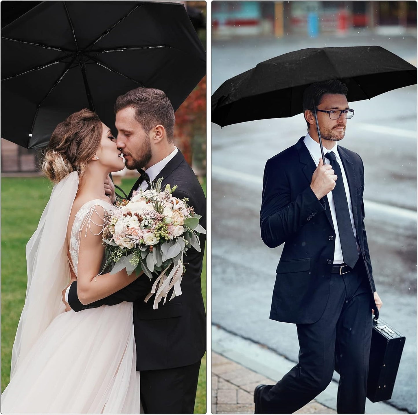 Kajaia 9 Pack Compact Umbrellas Bulk Folding Automatic Windproof Waterproof Umbrellas for Backpack Purse Car Women Men