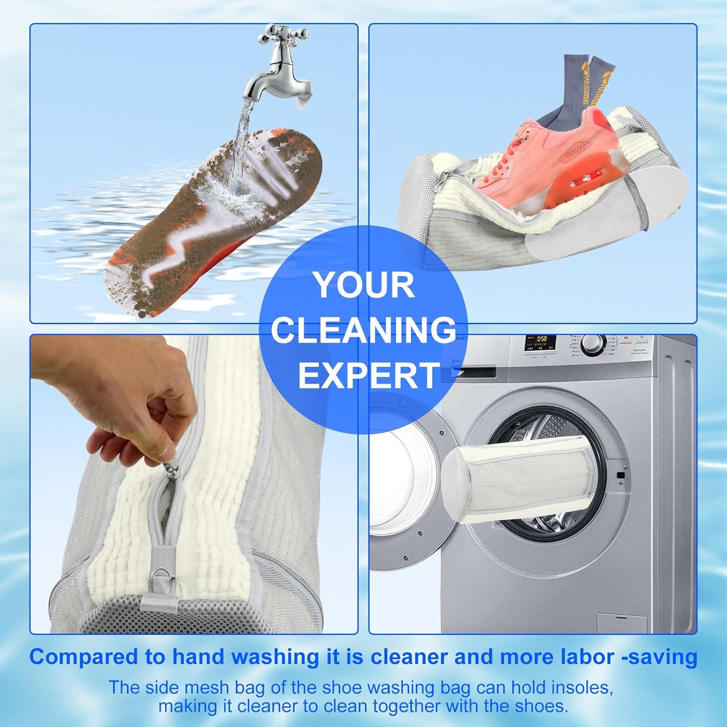 Shoe Washing Bags for Washing Machine – Durable Shoe Washing Machine Bags for All Shoe Types Sizes (Large White 2PCS)