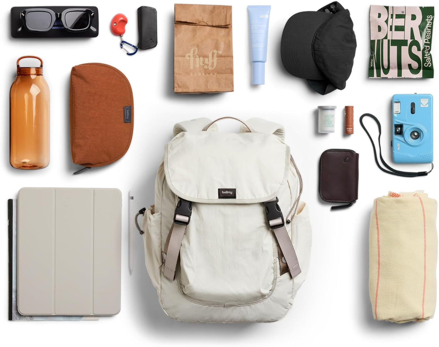 Bellroy Cinch Backpack (lightweight 20 liter backpack with external organization and adjustable shoulder straps) - Oat