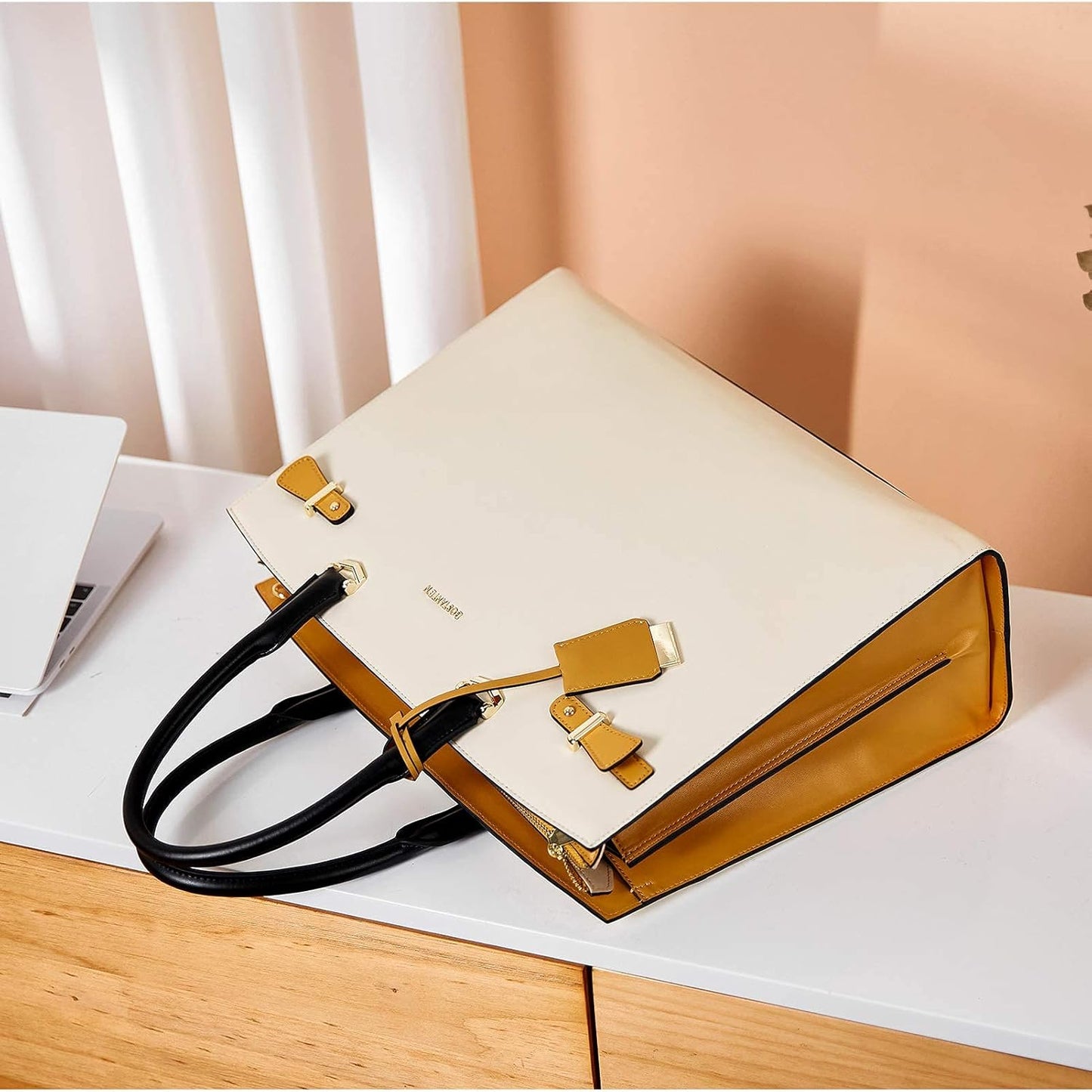 BOSTANTEN Briefcase for Women 15.6 Inch Genuine Leather Laptop Briefcase Shoulder Work Tote Bag Purse