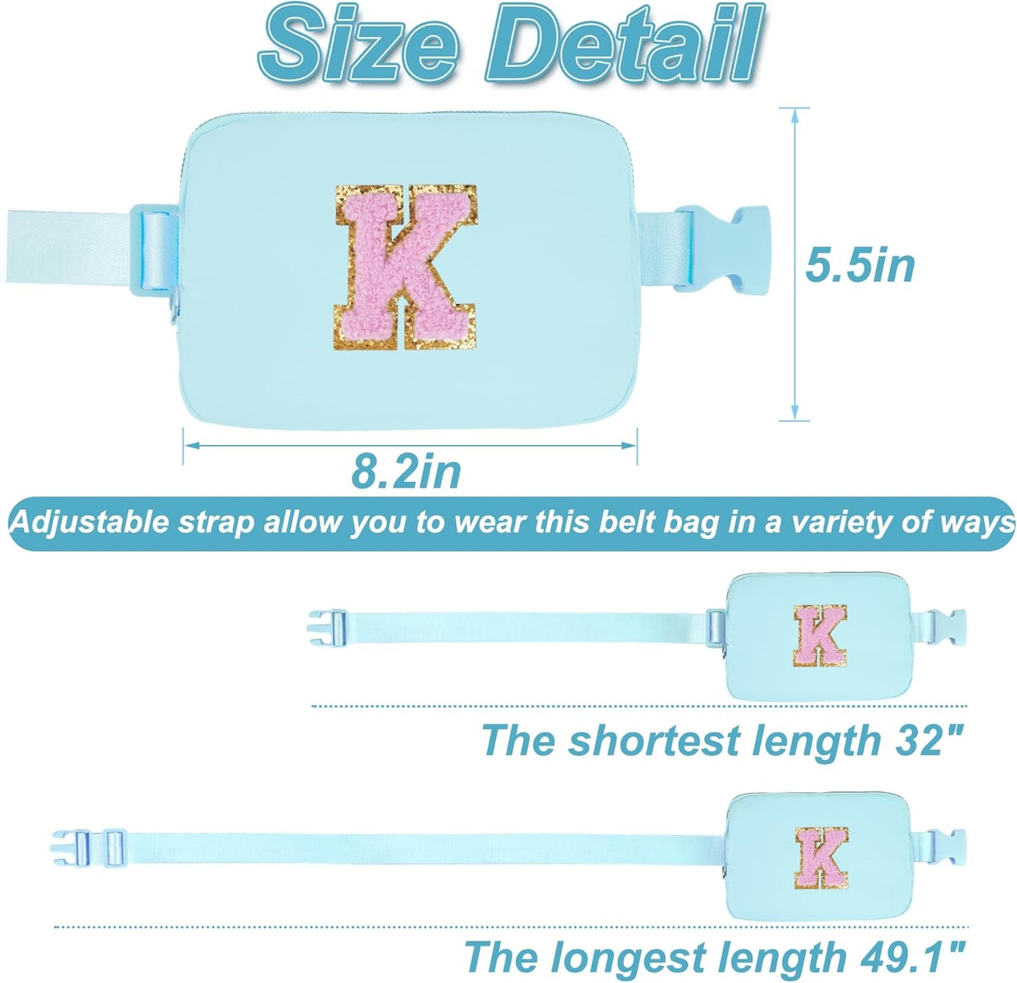 Birthday Gifts for 6 7 8 9 10 11 12 13 Year Old Girls,Belt Bag for Women Girls Fanny Pack Crossbody Bags for Kids,Fashion Waist Packs Cute Teen Trendy Stuff Travel Essentials | Blue,K