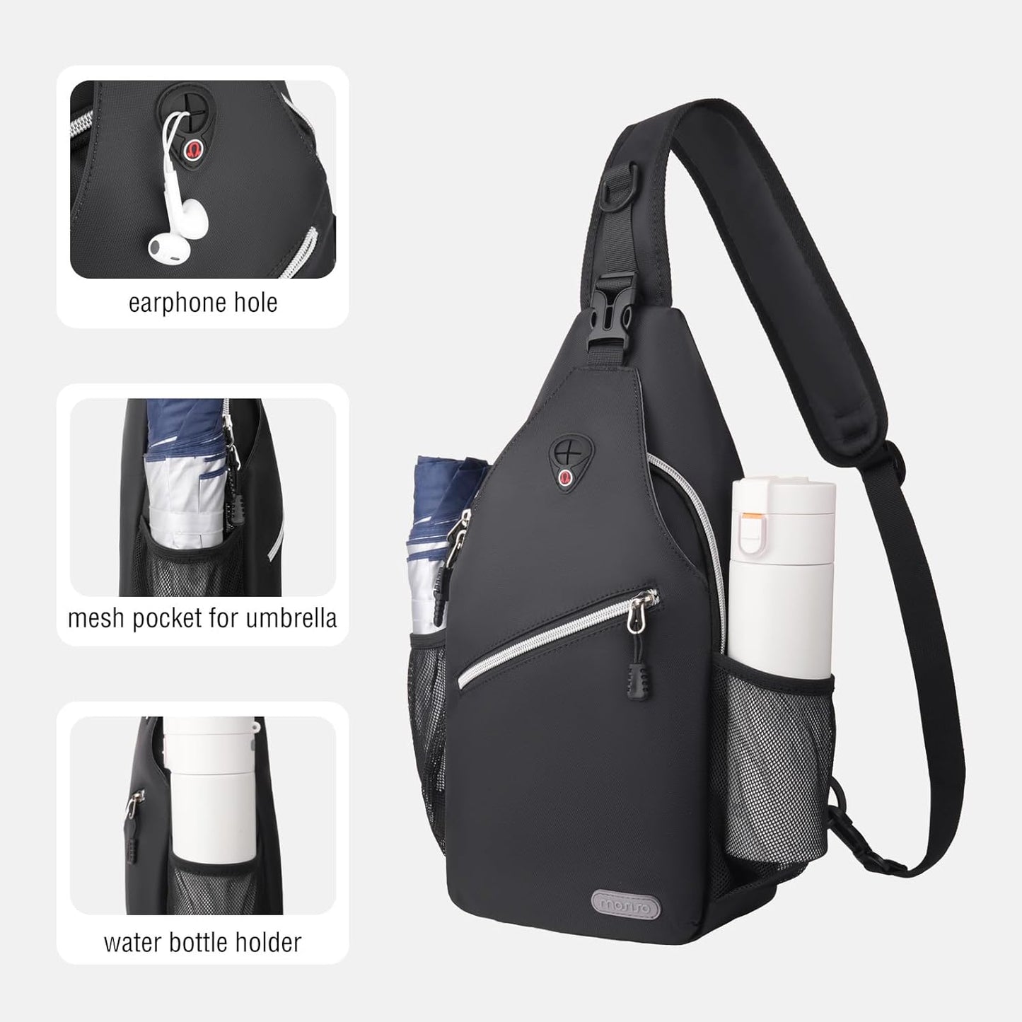 MOSISO Sling Backpack, Multipurpose Crossbody Shoulder Bag Travel Hiking Daypack