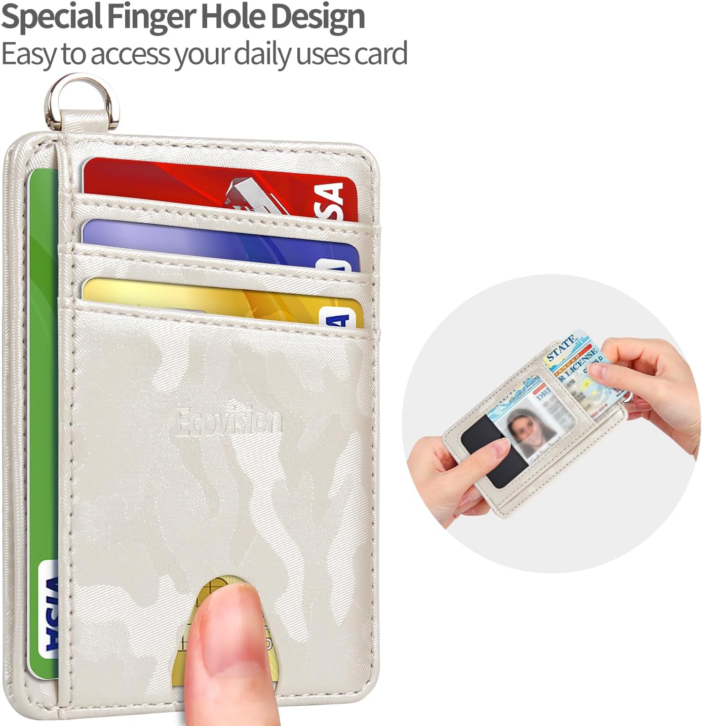 EcoVision Slim Minimalist Front Pocket Wallet, RFID Blocking Credit Card Holder Wallet with Detachable D-Shackle for Men Women