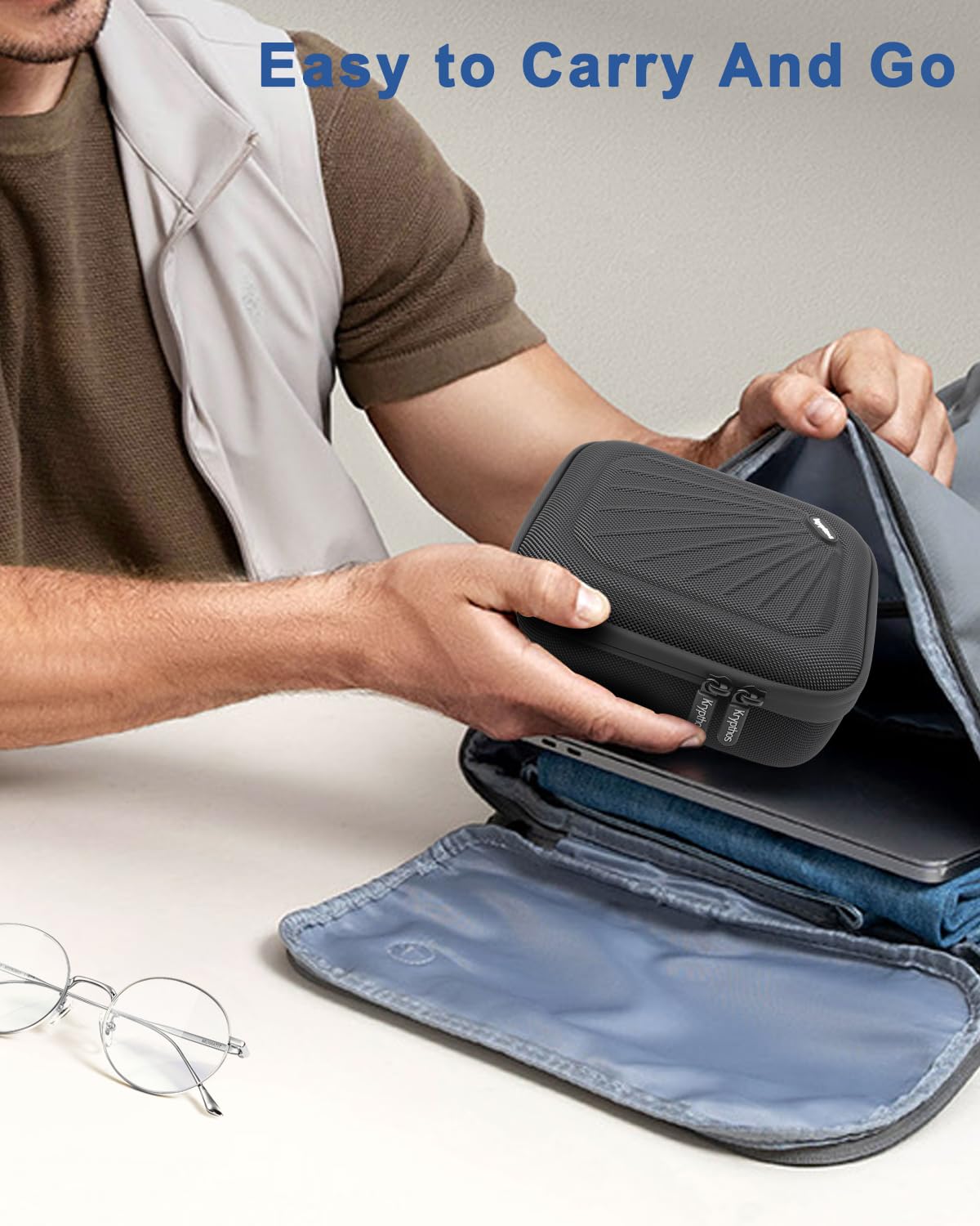 Portable Travel Sunglasses Organizer Case for 4 Pairs glasses for Men Women