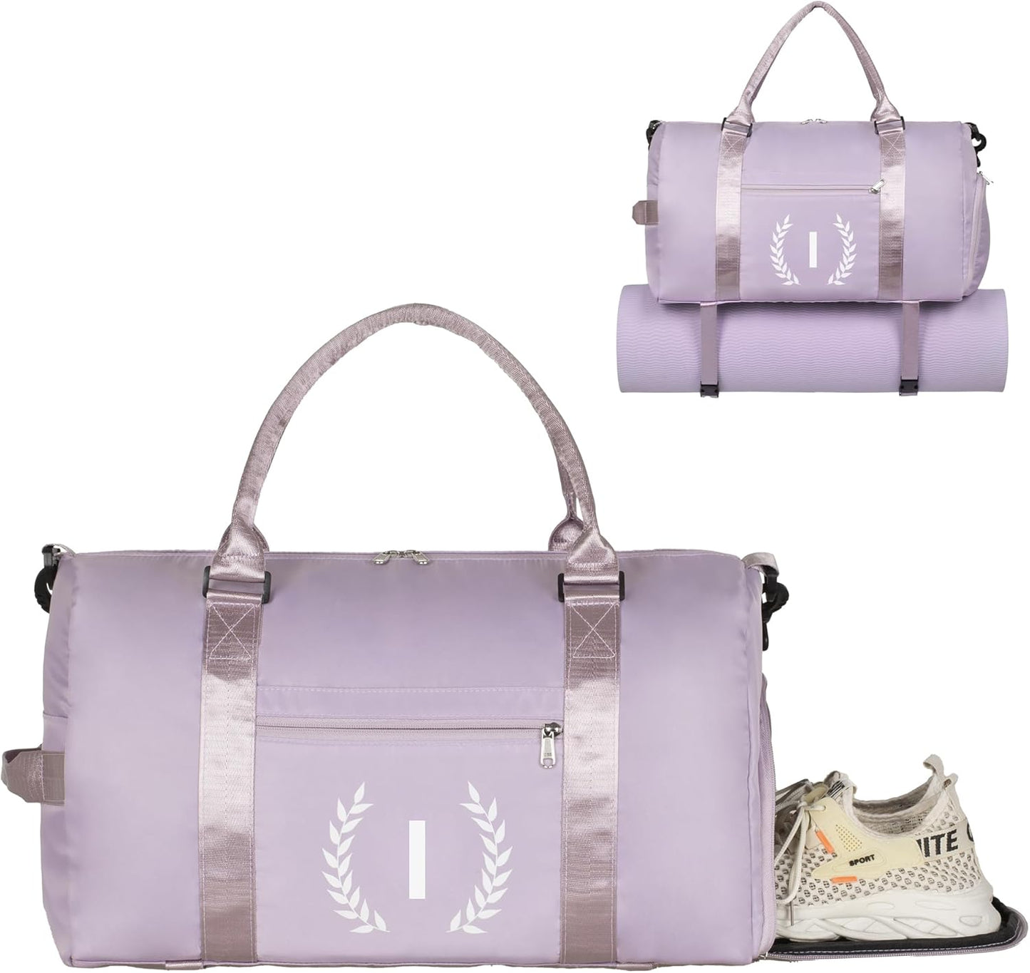 Gym Bag with Shoe Compartment - Personalized Monogrammed Duffle for Sports, Travel, and Workout with Initials