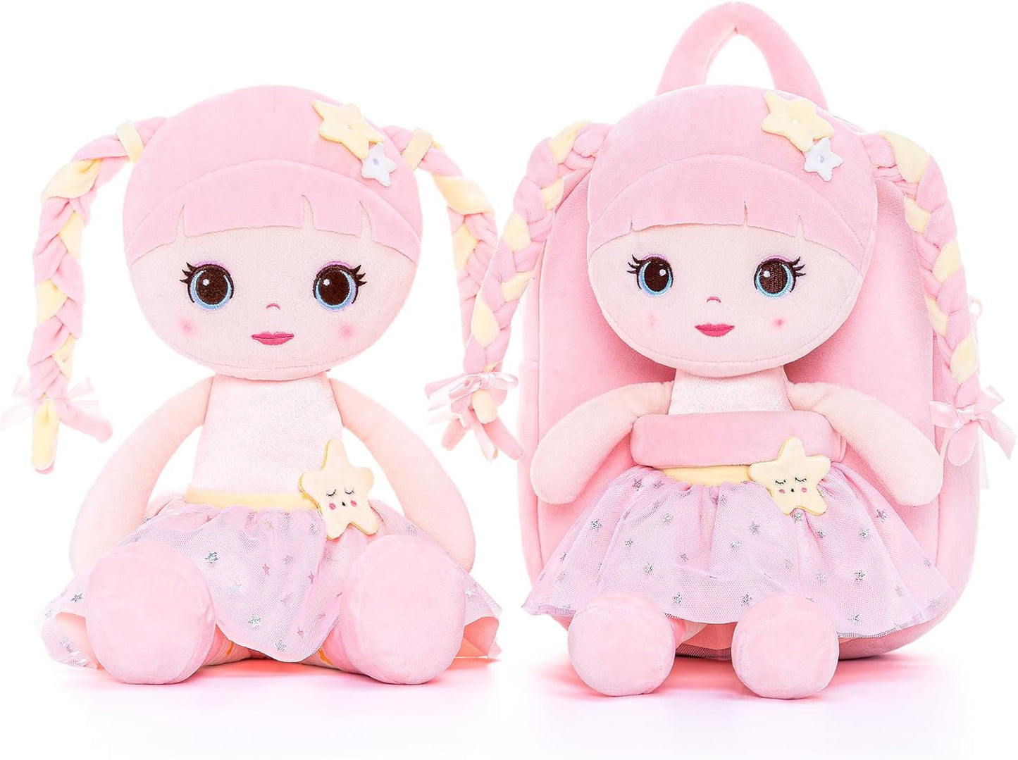 Lazada Girls Backpack with Doll Toddler Toys Baby Girls Gifts Rag Dolls Backpack 9.5“