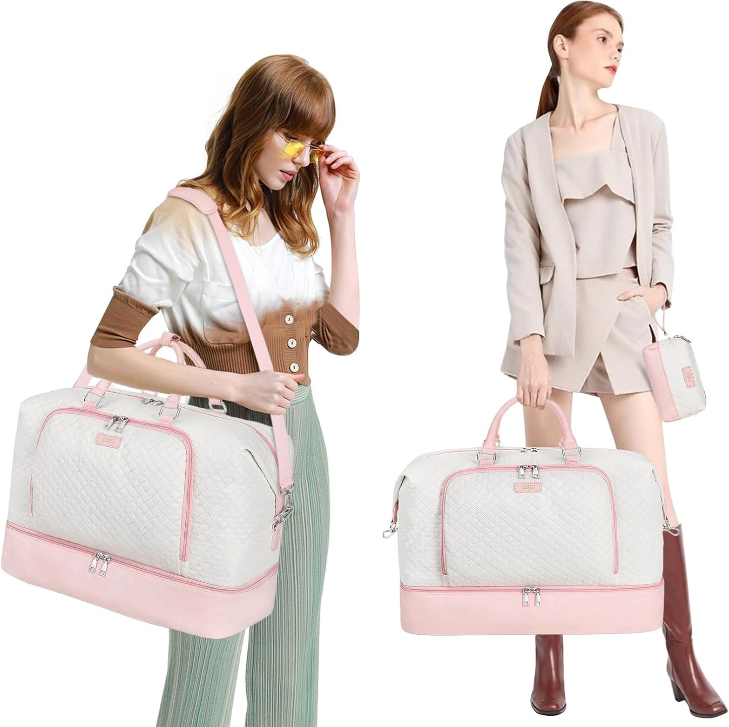 Travel Weekender Bag for Women, Overnight Bag with Shoe Compartment Oversized Travel Duffel Bag Carry On Tote 21"