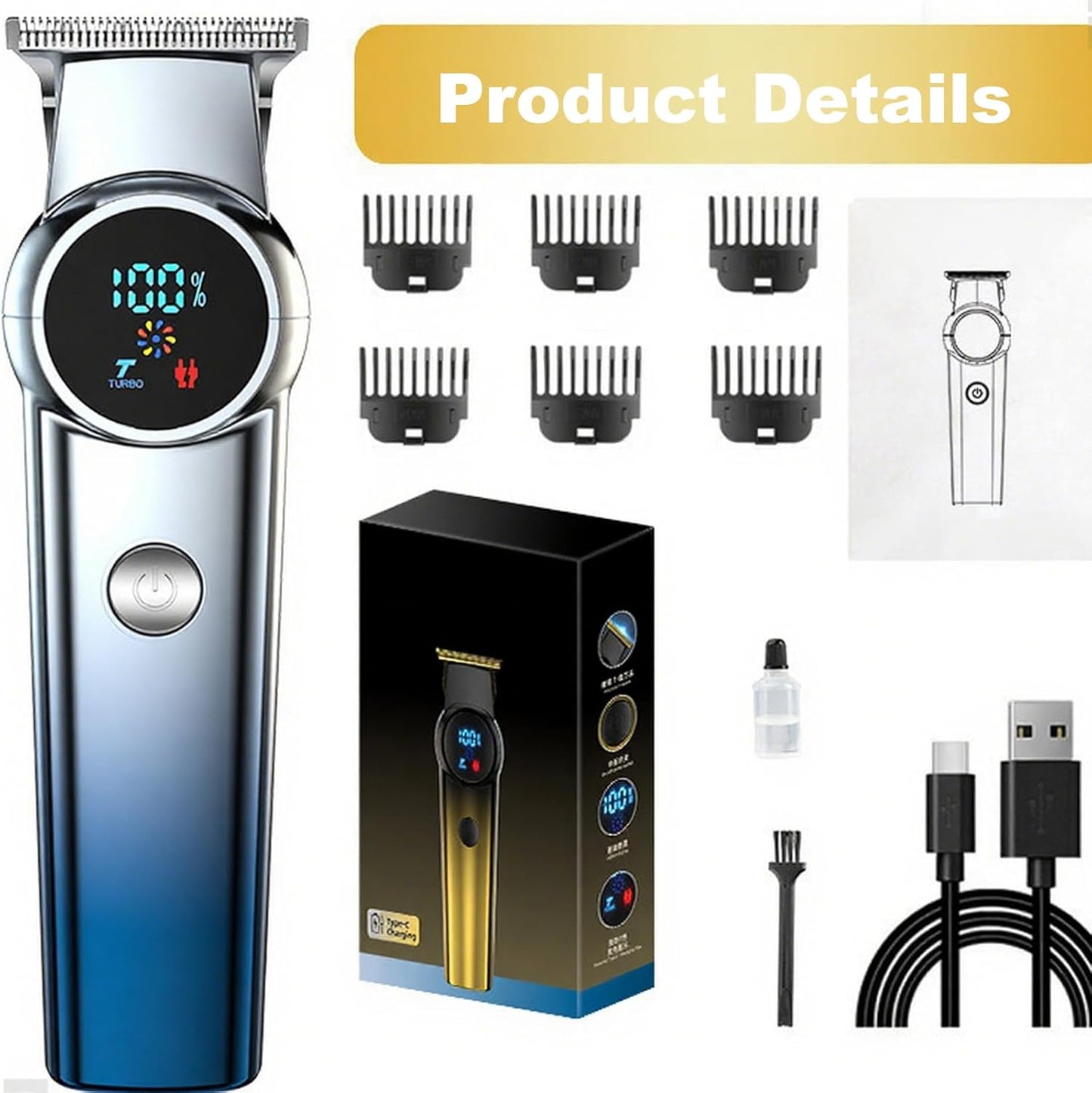 Electric Body Hair Trimmer for Men: Ball Trimmer Pubic Hair Groomer Cordless Rechargeable Shaver Clipper Razor with LED Lighting Razor Portable Body Grooming Travel for Him Dad(Blue)