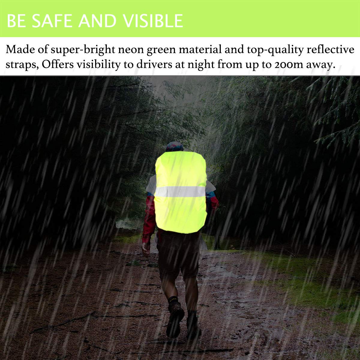 Frelaxy Hi-Visibility Backpack Rain Cover with Reflective Strip 100% Waterproof Ultralight Backpack