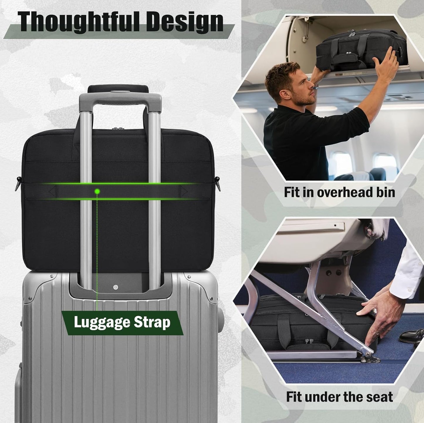 RAINSMORE Tactical Laptop Bag 15.6/17.3 Inch Laptop Briefcase Men Business Computer Bag Military Messenger Bag Work Office