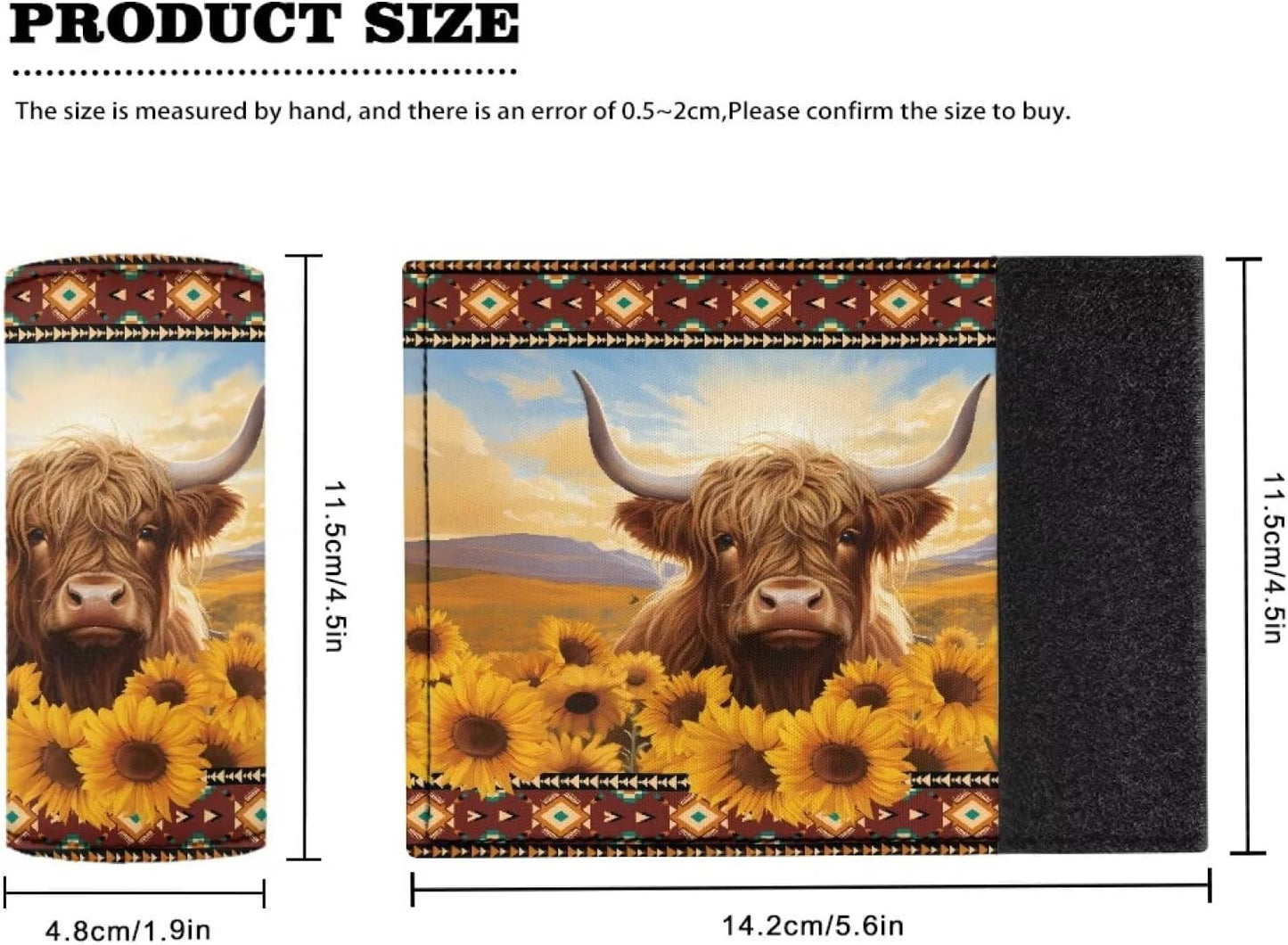Highland Cattle Sunflower Luggage Identifier for Suitcase Set of 2 Portable Handle Cover Reusable