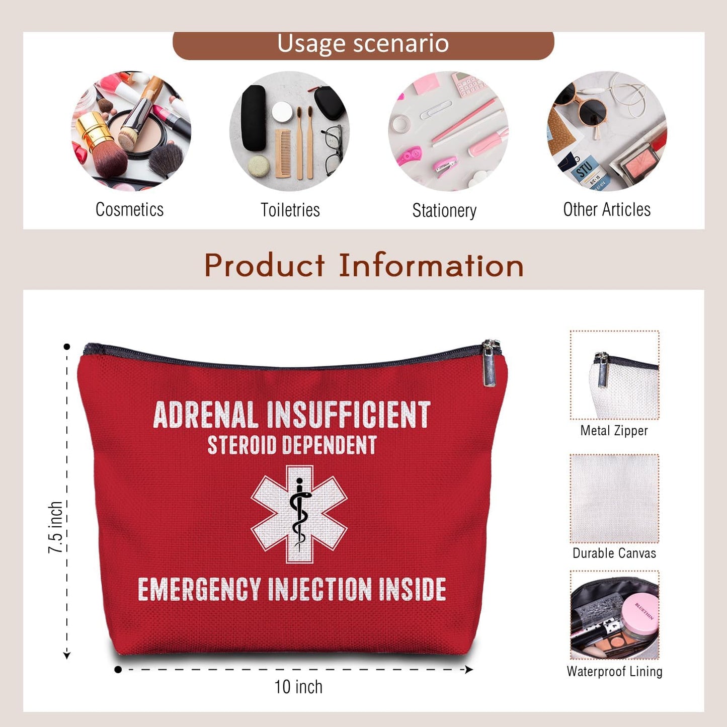 Nurse Doctor Cosmetic Bag - Doctor Nurse Gifts for Women, Nurse Small Medical Bag,Adrenal