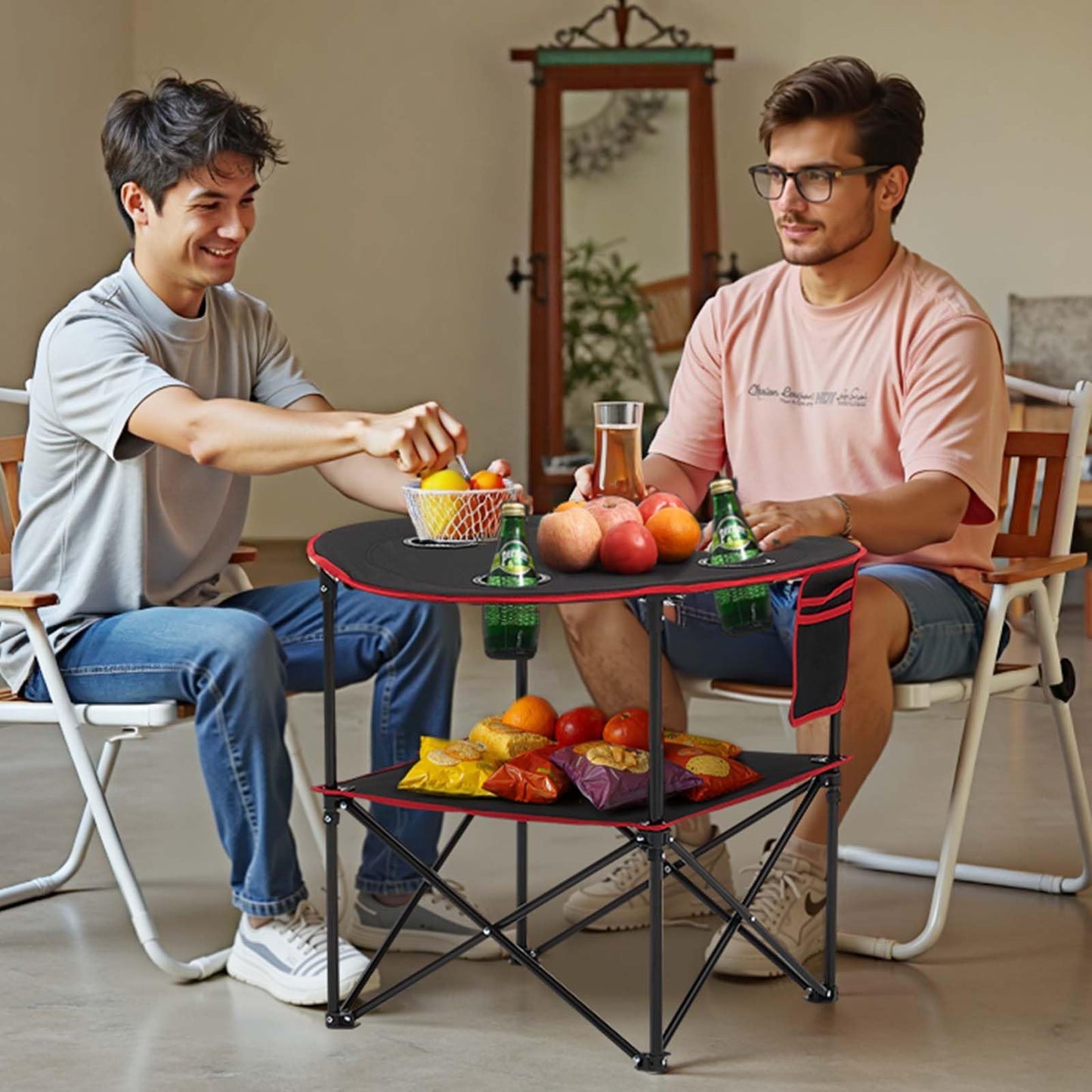 VEVOR Folding Camping Table, Portable Outdoor Lightweight Picnic Table, 600D Oxford Fabric