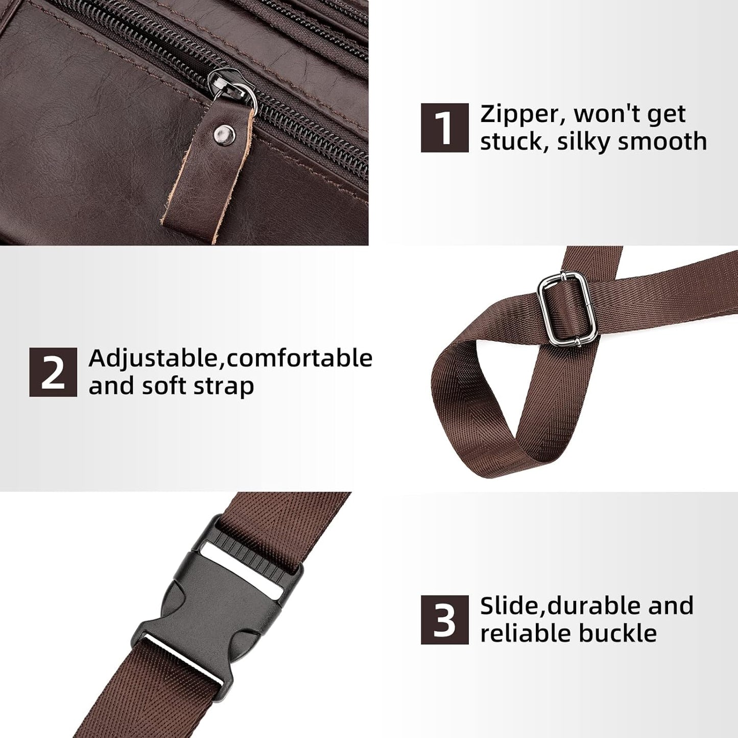 Leather Fanny Pack for Men Women, Fashion Waist Packs Small Crossbody Chest Bag with Adjustable Belt for Outdoor Travel Hiking Cycling