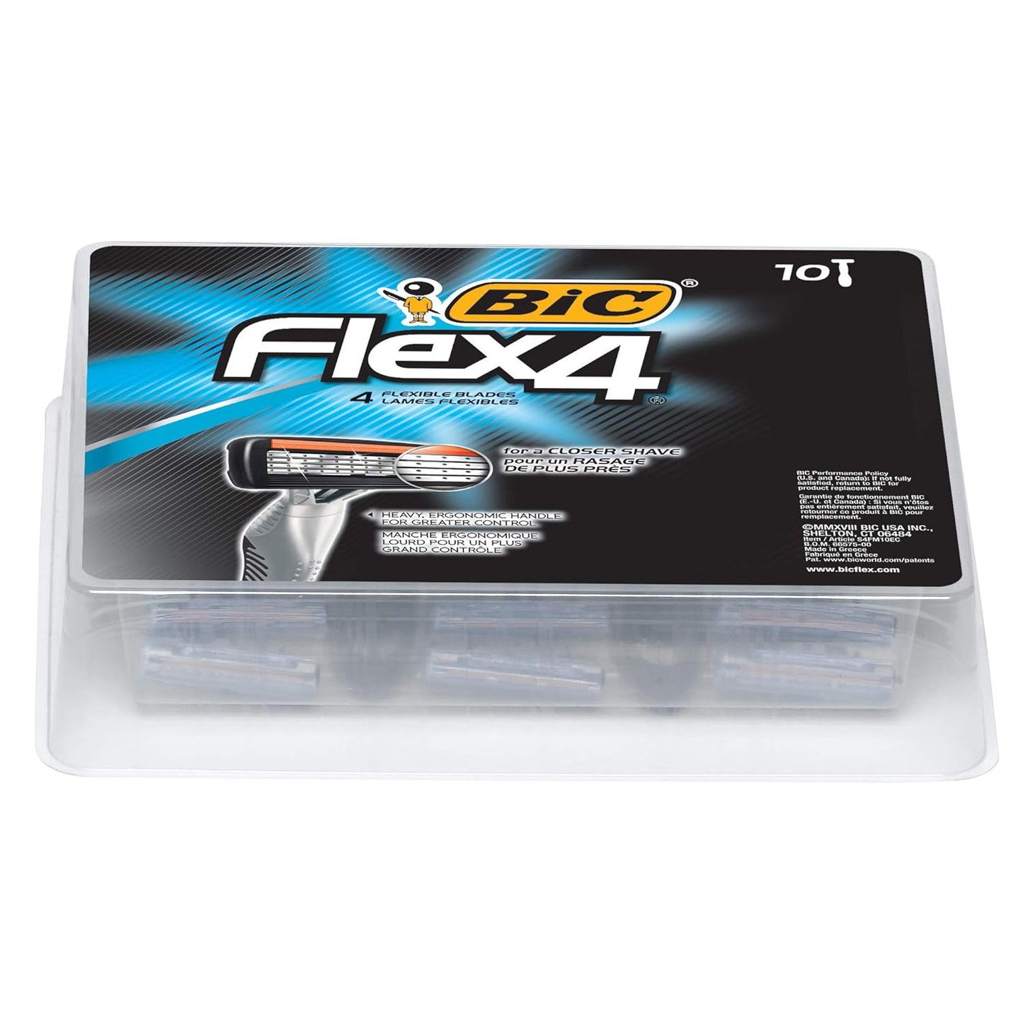 BIC Flex 4 Sensitive Disposable Razors For Men, For a Smooth, Ultra-Close and Comfortable Shave, 10 Piece Disposable Razor Set with 4 Blades