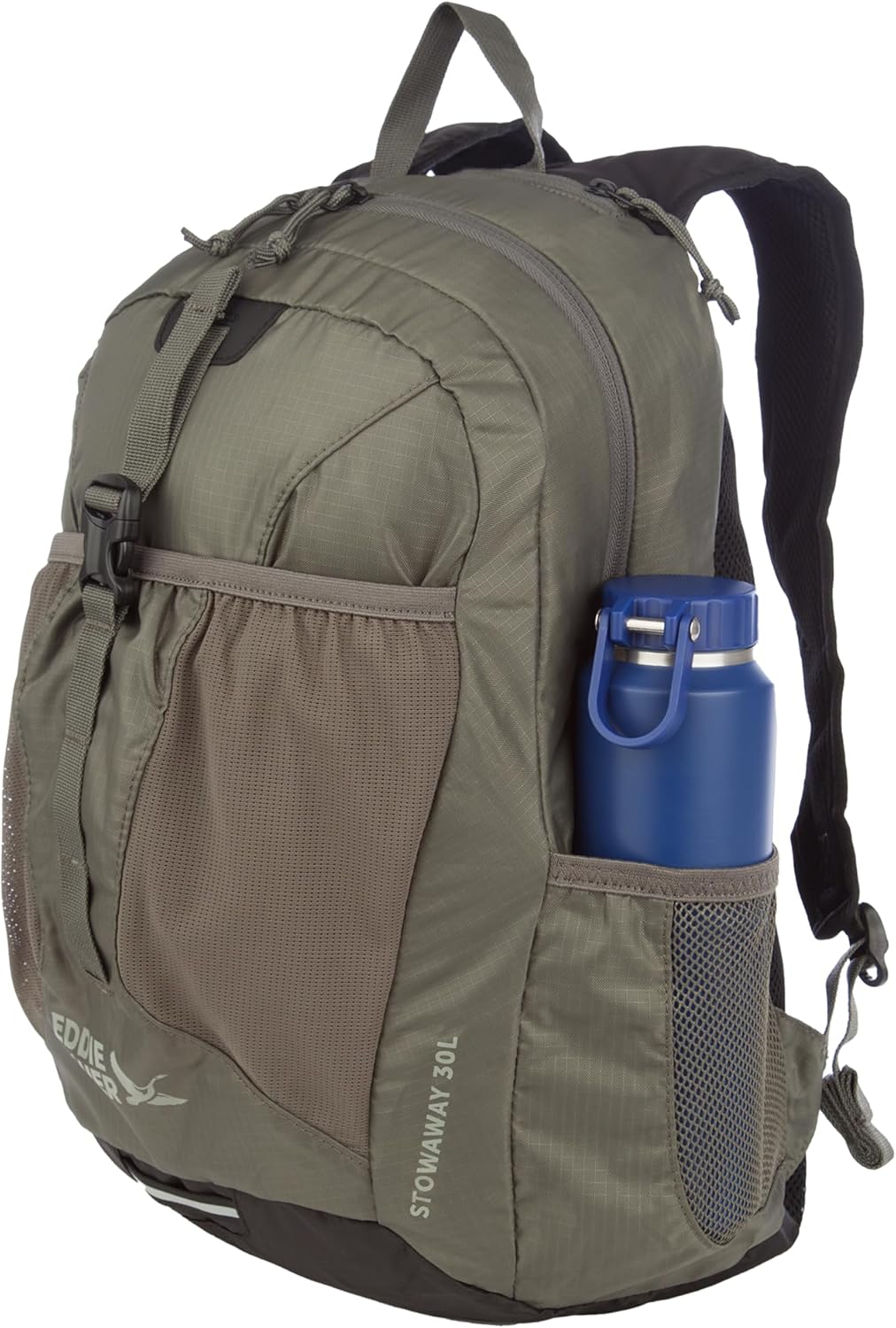 Eddie Bauer Stowaway Packable Backpack 30L with Water Resistant Finish and 2 Mesh Side Pockets for Water Bottles - Spruce