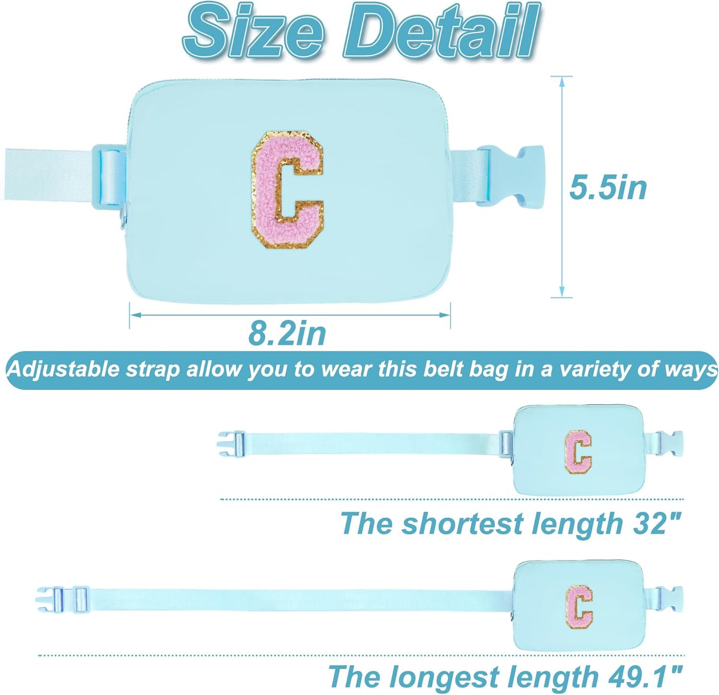 Birthday Gifts for 6 7 8 9 10 11 12 13 Year Old Girls,Belt Bag for Women Girls Fanny Pack Crossbody Bags for Kids,Fashion Waist Packs Cute Teen Trendy Stuff Travel Essentials | Blue,C