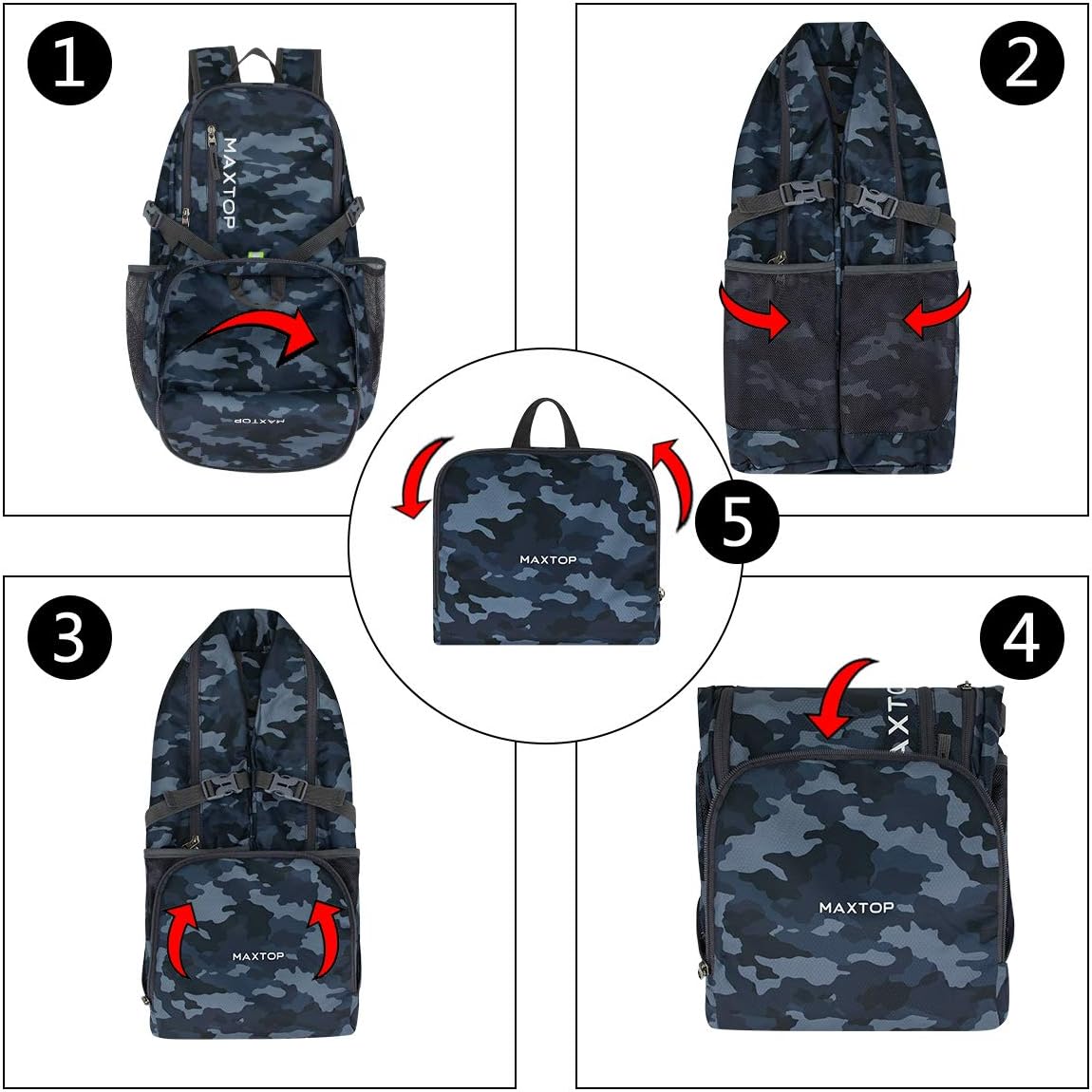 MAXTOP 40/50L Lightweight Packable Backpack for Hiking Traveling Camping Water Resistant Foldable Outdoor Travel Daypack