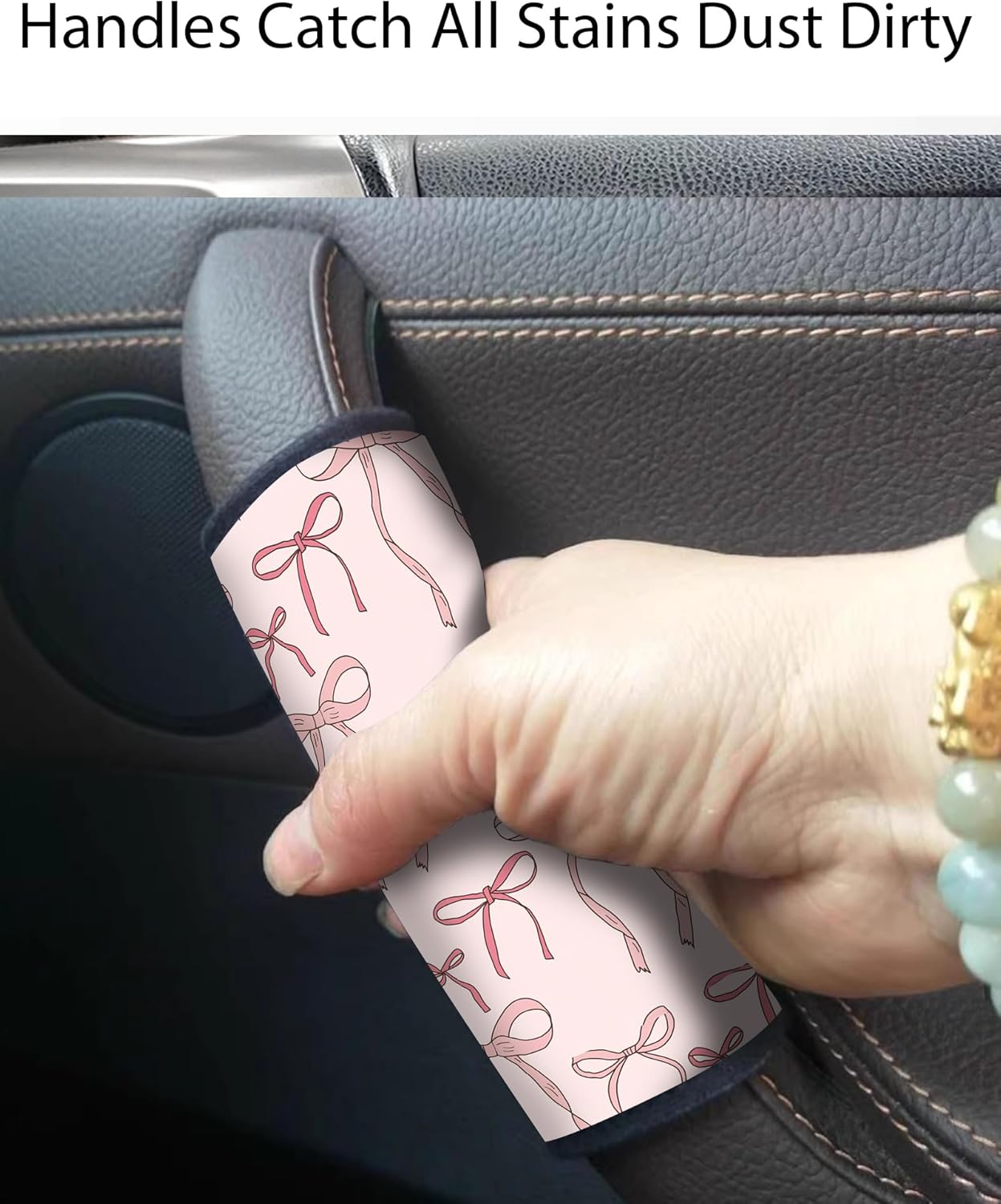 2 Pack Luggage Handle Wrap Travel Tags - Set of Luggage Tags for Suitcases, Identifiers, Marker, and Handle Covers - Cruise Accessories and Travel Gifts(Boho Pink Bow