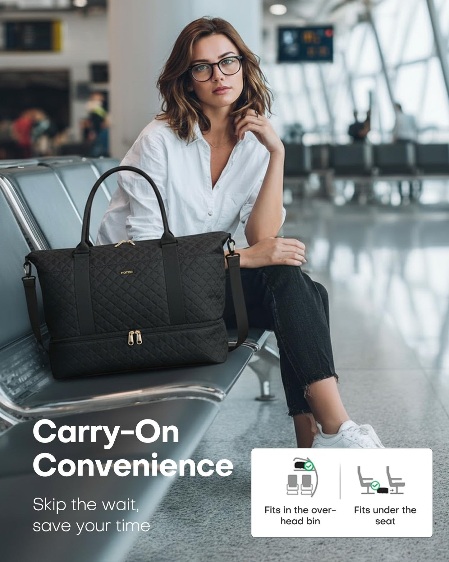 HOTOR Travel Duffel Bag - Weekender Bags for Women, Carry On Gym Tote Bags