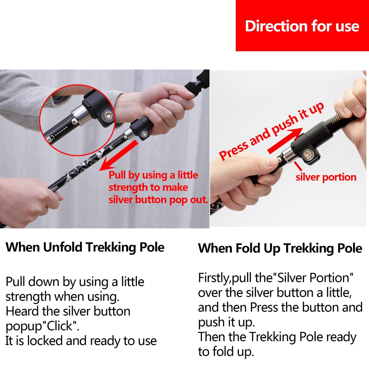 A ALAFEN 7075 Aluminum Collapsible Ultralight Trekking Pole, Black 1 Pole