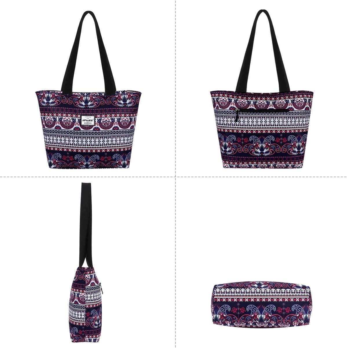Tote Bag with Zipper for Women Inside Mesh Pocket Heavy Duty Casual Anti-water Cloth Travel Shoulder Handbag