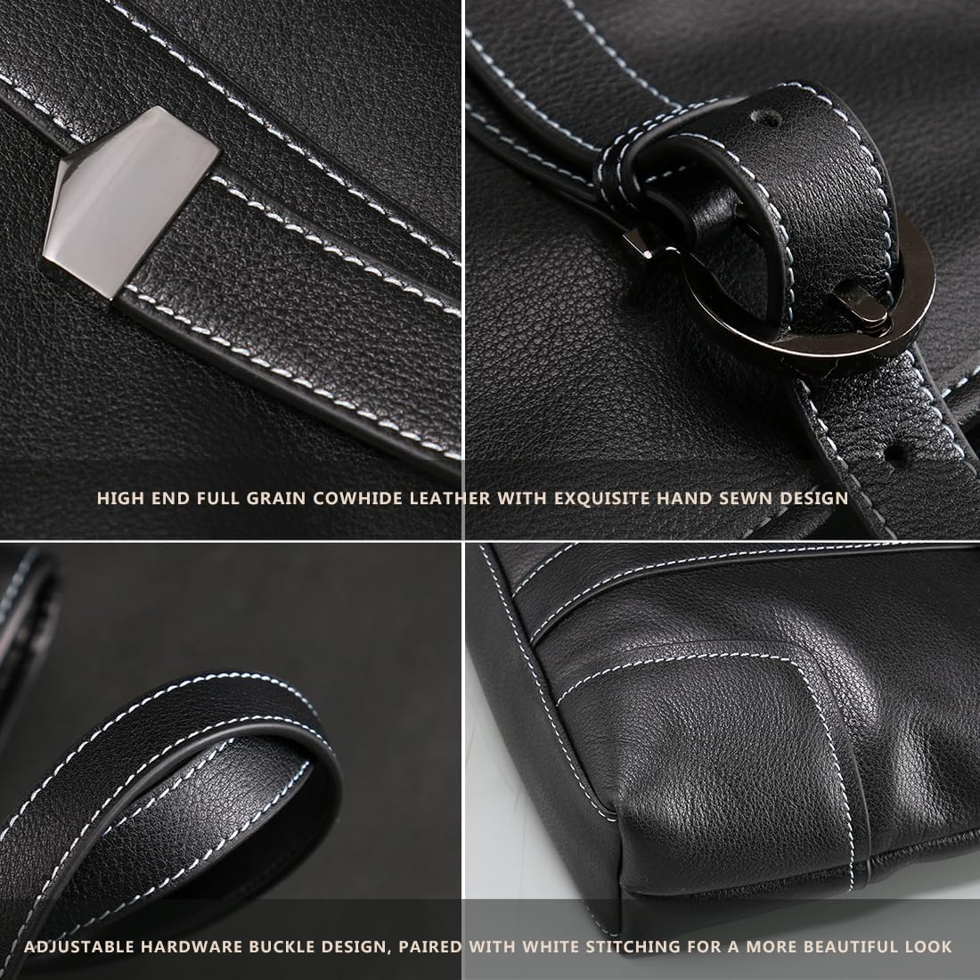 Leather handbag for men, black business briefcase, adjustable tote bag, crossbody bag vertical style