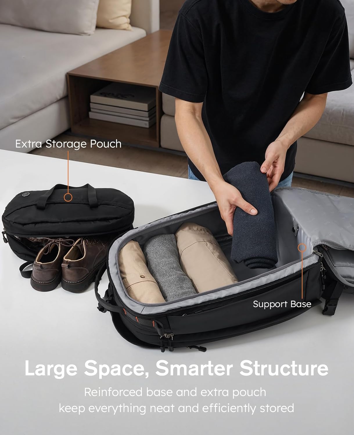 Tolaccea Travel Laptop Backpack, TSA Friendly Flight Approved Carry-on Business Rucksack Work Backpack with Extra Toiletry Bag, Dual Storage for 17.3" Laptop and 12.9" Tablet, 40-45L Expandable