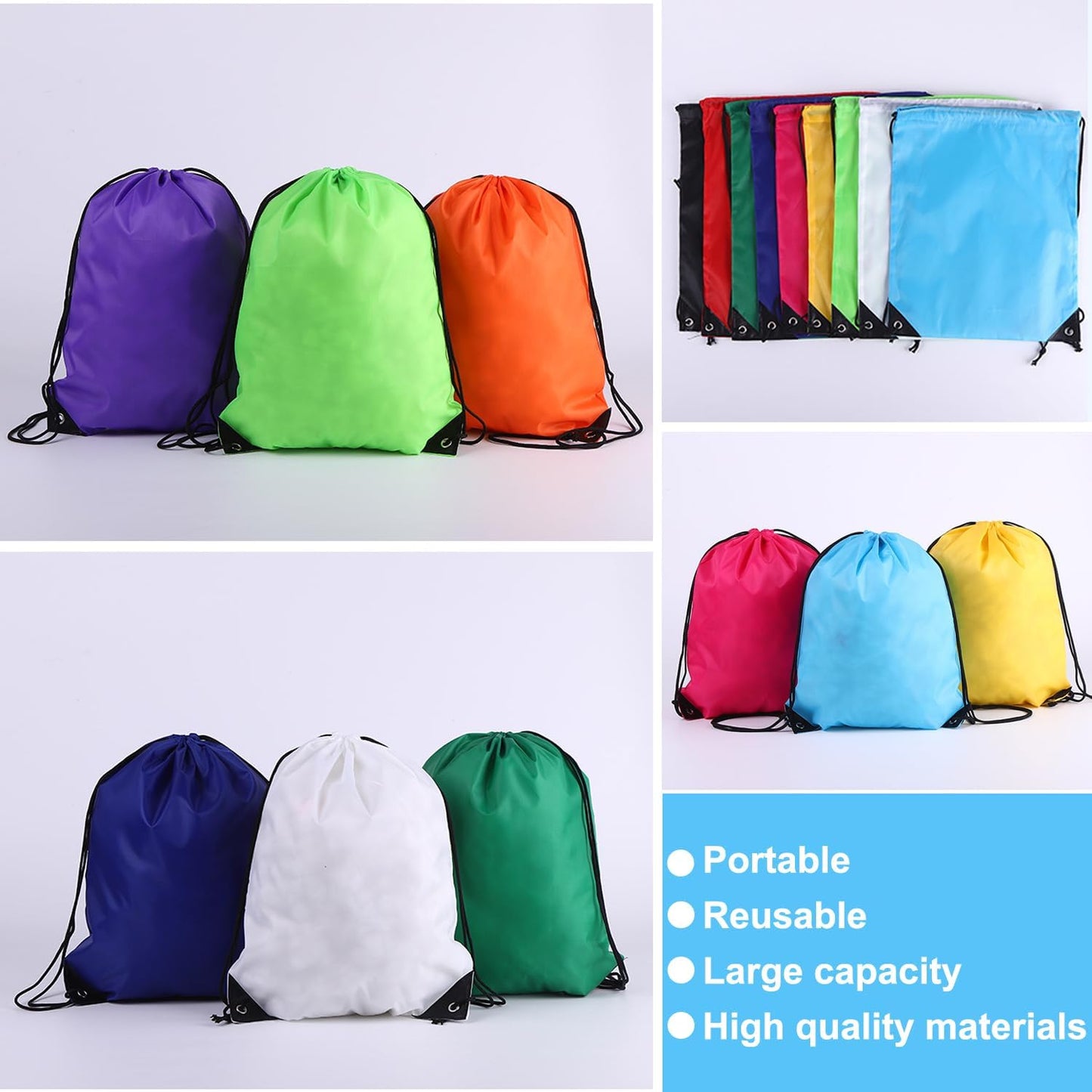 60PCS Drawstring Backpack,Drawstring Bags,Sport Bag Bulk Gym Cinch Bag Sack for Women Men Outdoor Sports,12 Colors (60 PCS)