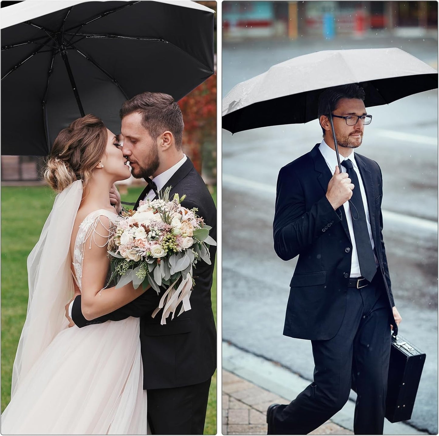 Kajaia 9 Pack Compact Umbrellas Bulk Folding Automatic Windproof Waterproof Umbrellas for Backpack Purse Car Women Men