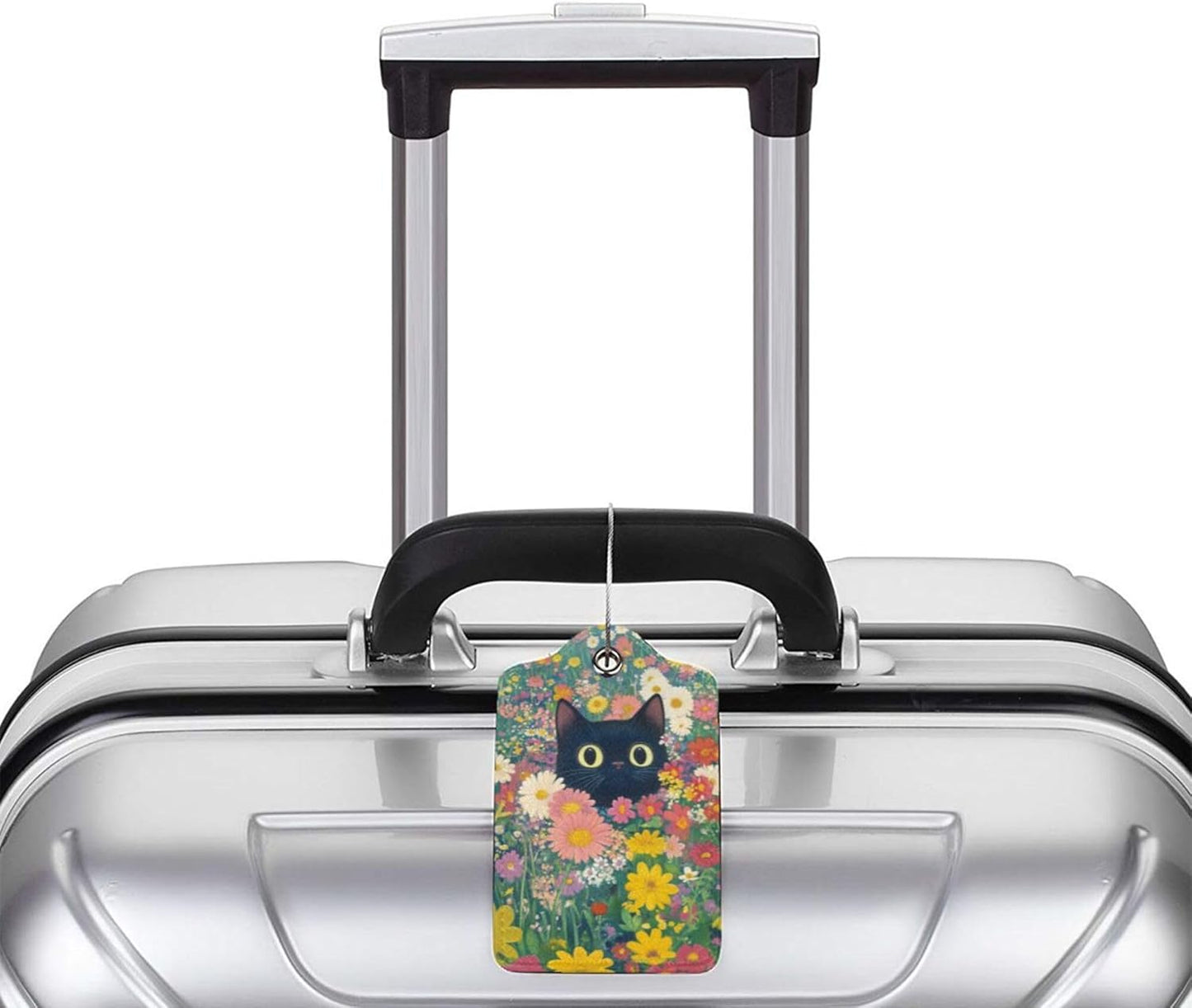 2 Pack Luggage Tag for Suitcase, Cute Unique Leather Suitcase Tags Identifiers with Privacy Name Address Labels & Durable Steel Loop for Women Men Travel