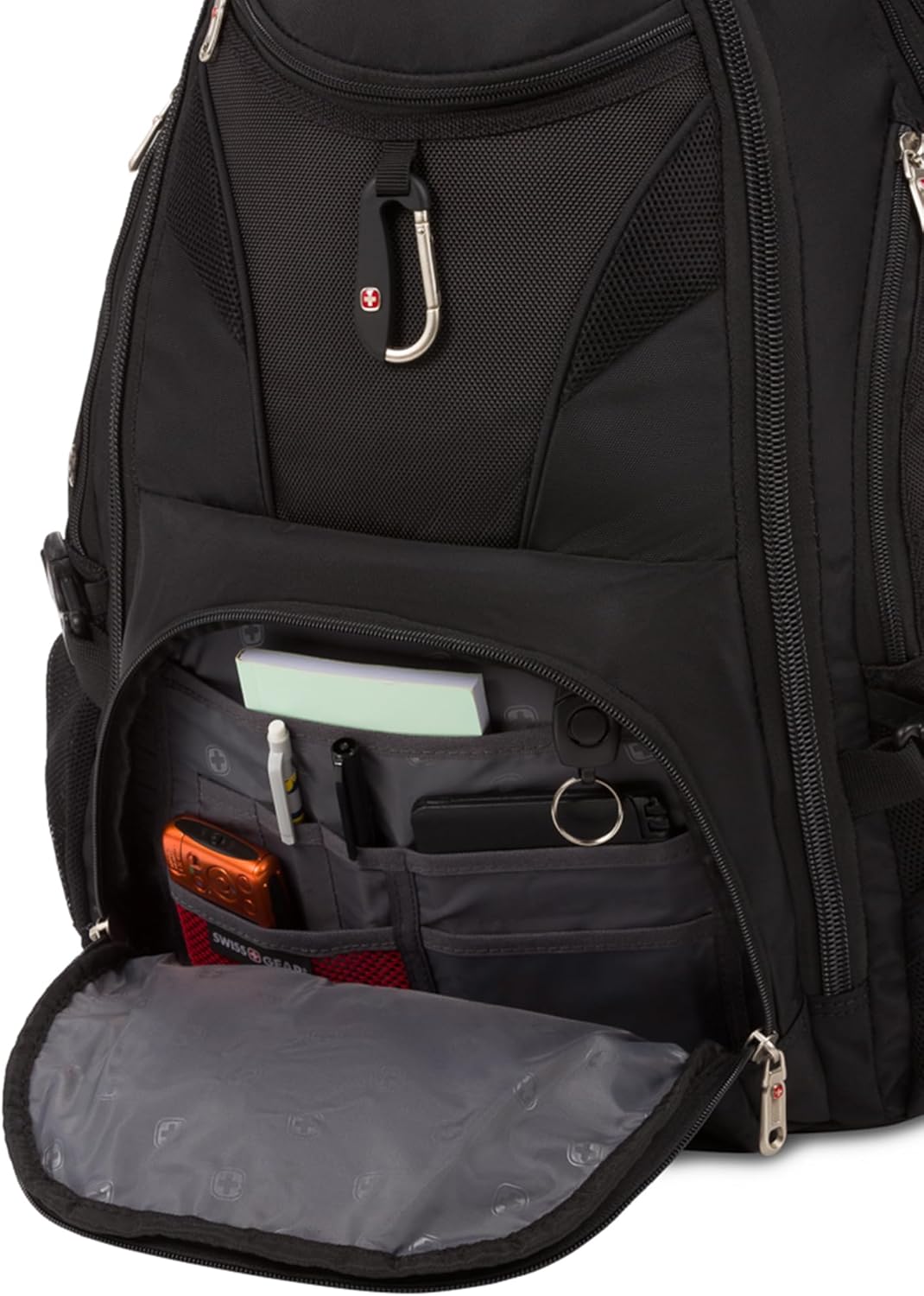 SwissGear 1900 ScanSmart 17” Laptop Backpack Black – Reflective Tech Backpack with ScanSmart