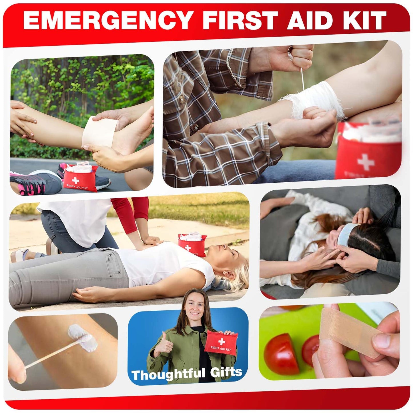 First Aid Kit for Home Car Travel 107 Piece Emergency Kits for Hiking Camping Small Trauma Kit for