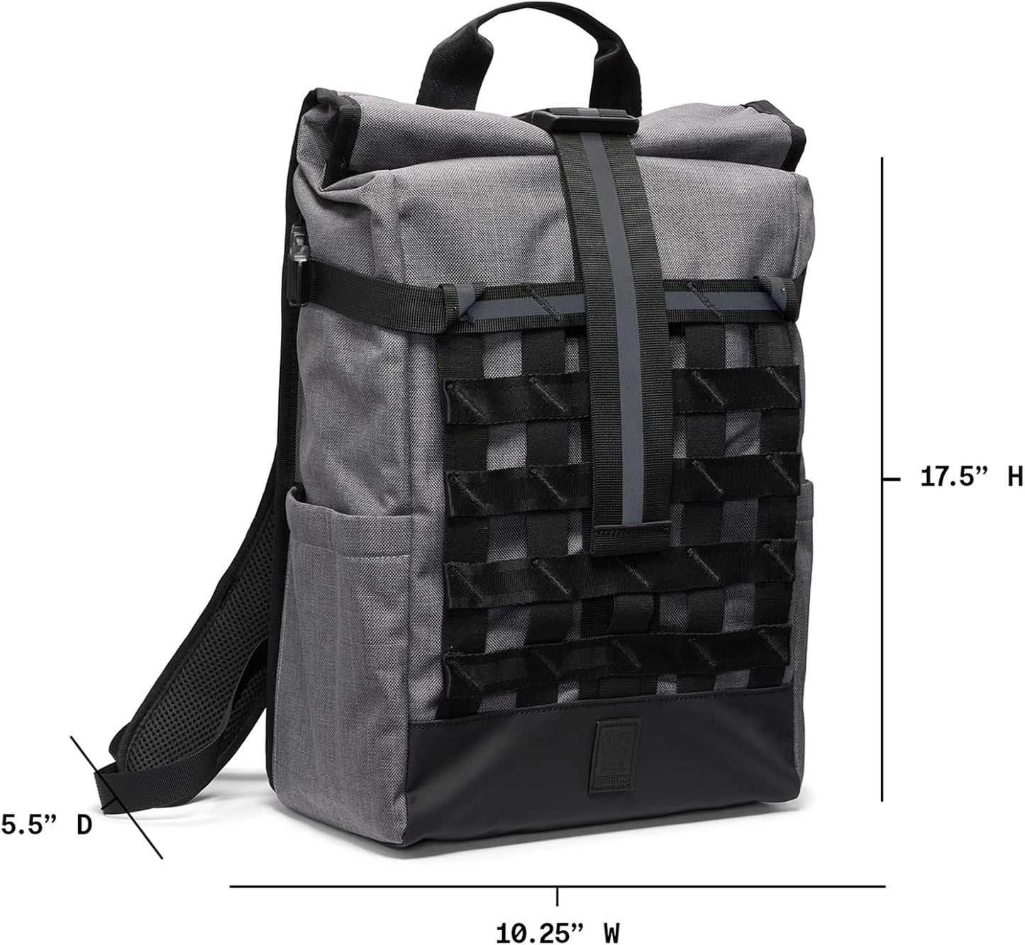 Chrome Industries Barrage 18L Castlerock Twill Roll-Top Backpack – Water Resistant Bag for Work, School, Travel – Features Cargo Net & Laptop Pocket