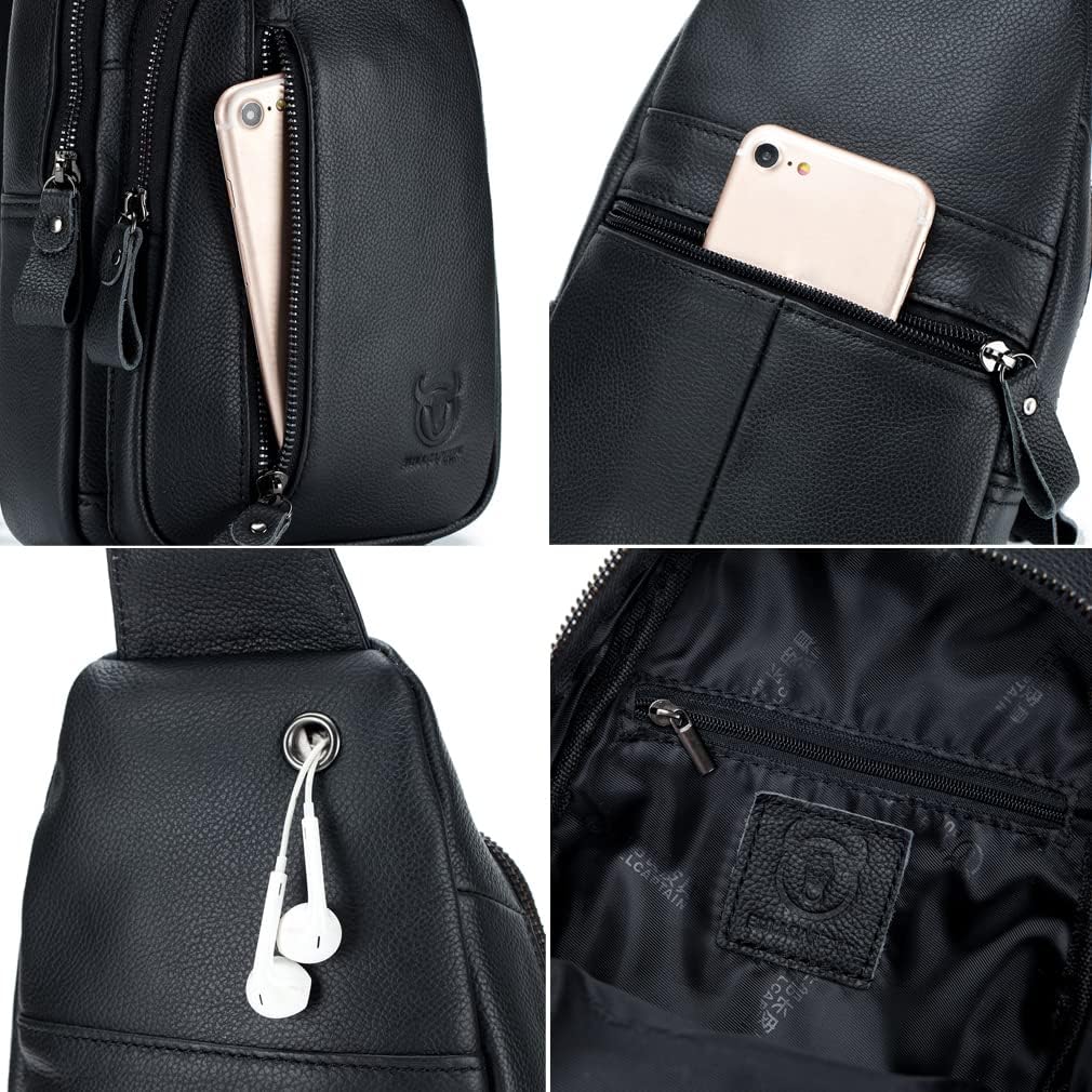 KPYWZER Vintage Leather Sling Bag Backpack for Men Crossbody Shoulder Chest Day Pack Backpacks