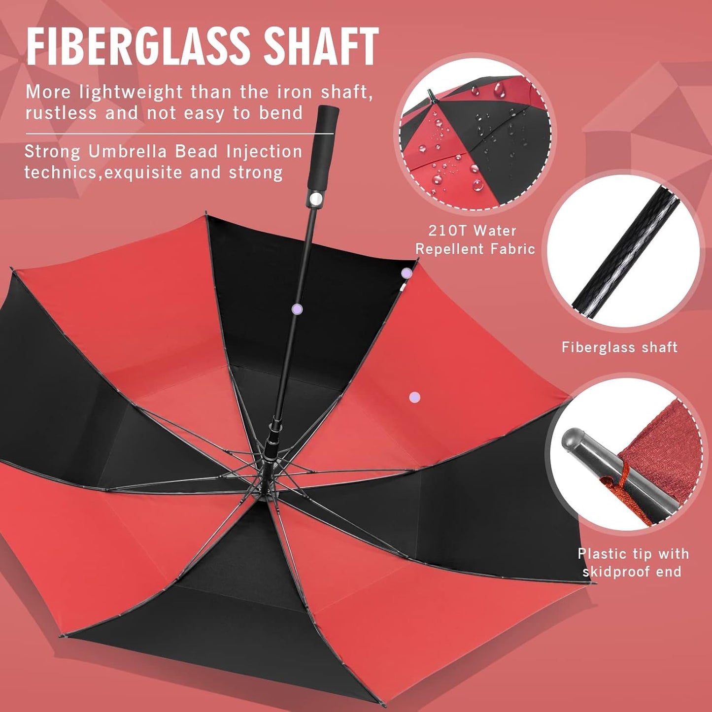 ZOMAKE Golf Umbrella Windproof, Extra Large Oversized Heavy Duty Double Canopy for Rain, Sports Games & Push Cart(51/54/62/68/72Inch)