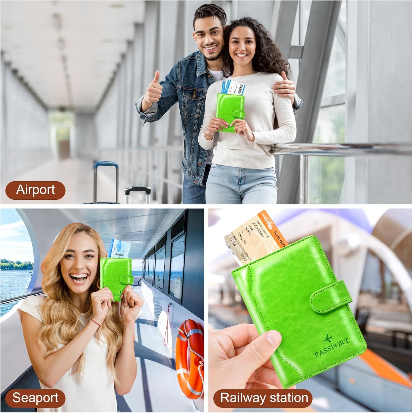 Herain Passport Holder for Travel Cruise Essentials, Passport Cover Wallet Case Women Men Family, RFID Passports Book Holders Travels Gifts Must Haves Accessories