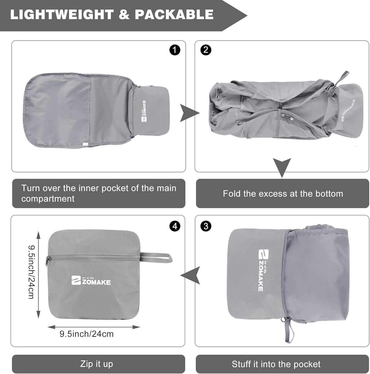 ZOMAKE Lightweight Packable Backpack 35L, Foldable Backpacks Water Resistant Collapsible Light Daypack for Hiking