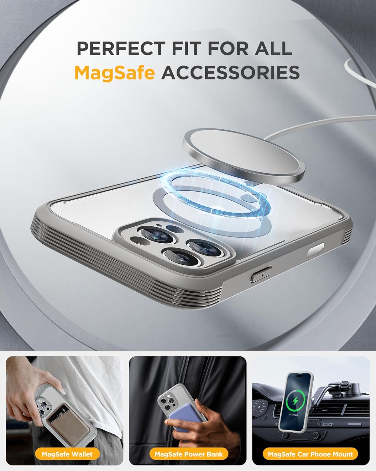 Miracase for iPhone 16 Pro Case Full-Body Phone with Built-in Glass Screen Protector, [Compatible