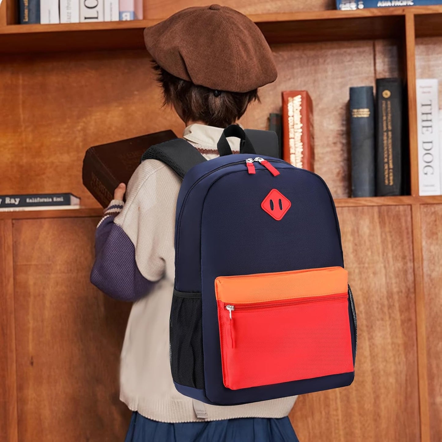 Toddler Backpack, 12inch Preschool Backpack for Kids Boys and Girls 2-4 Kindergarten Preschool Bookbag with Chest Buckle (Navy Red, Small)