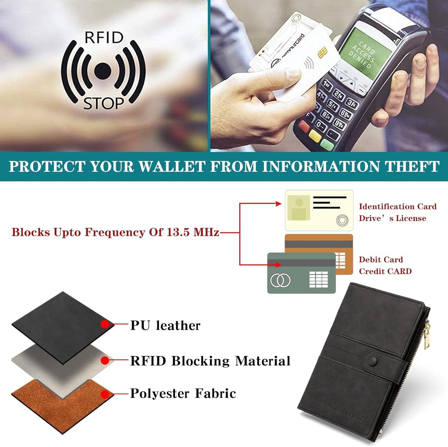 RFID Blocking Leather Passport Wallet Cover Case with Pen and Card Slots Travel Wallet for Women/Men Travel Must Haves Accessories