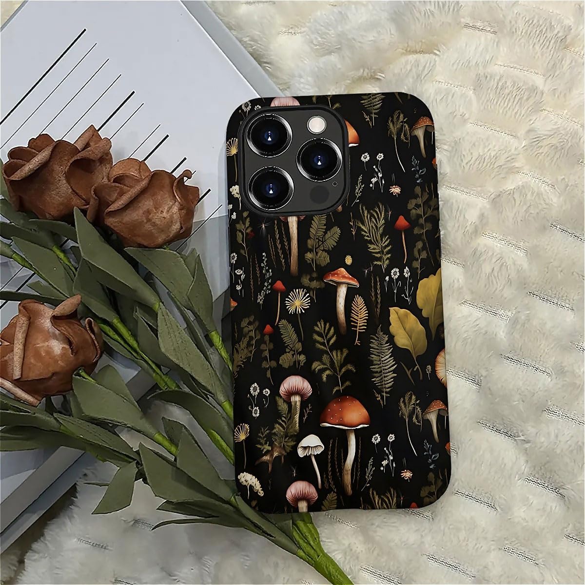 SEized Case Compatible with for iPhone 16 Pro,Vintage Mushroom Snail Daisy Leaf Phone Case for Girl Women Boy Men,Durable Protection Phone Case for iPhone 16 Pro