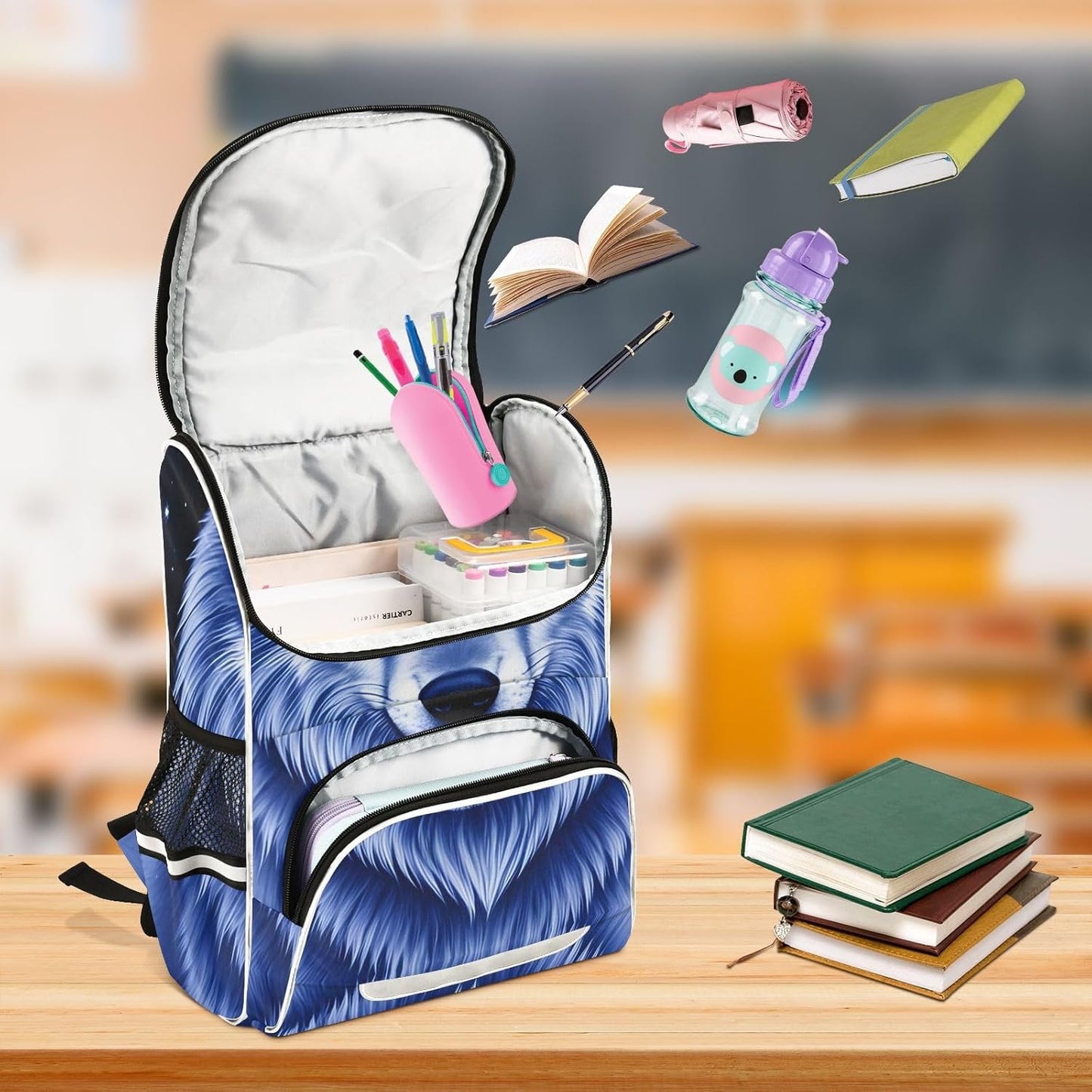 Galaxy Wolf Cute Backpack For Girls Kids Backpack Boys Teen School Bag Bookbag Travel Daypacks
