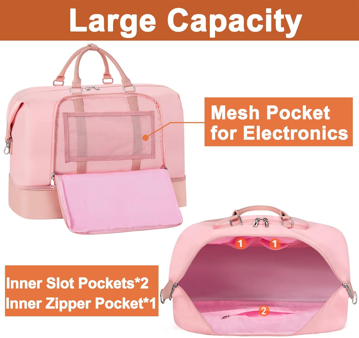 Travel Weekender Bag for Women, Overnight Bag with Shoe Compartment Oversized Travel Duffel Bag Carry On Tote 21"