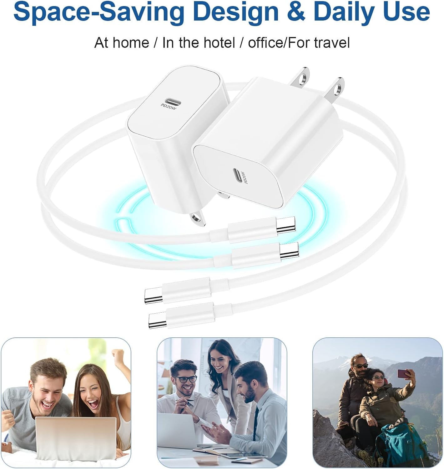 iPhone 17 16 15 Charger and 10ft Type C to C Cable Cord Long, 20W USB C Fast Wall Charging Block Plug Power Adapter Cube Brick for Apple iPhone 17 Pro Max/17 Air/16 Pro/16 Plus/15/15 Mini/iPad/Samsung