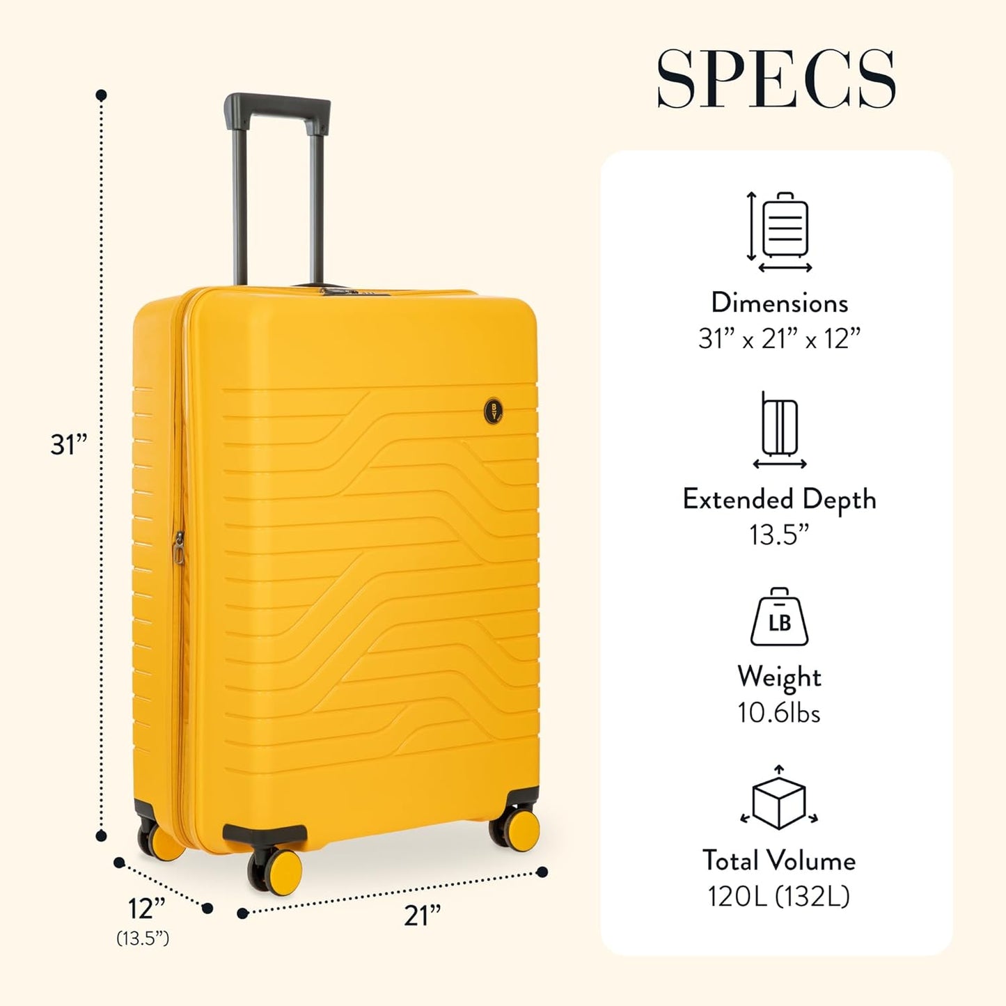 Bric's B|Y Ulisse Spinner Suitcase, Expandable Hard Shell Luggage with TSA Lock and Smooth 360°
